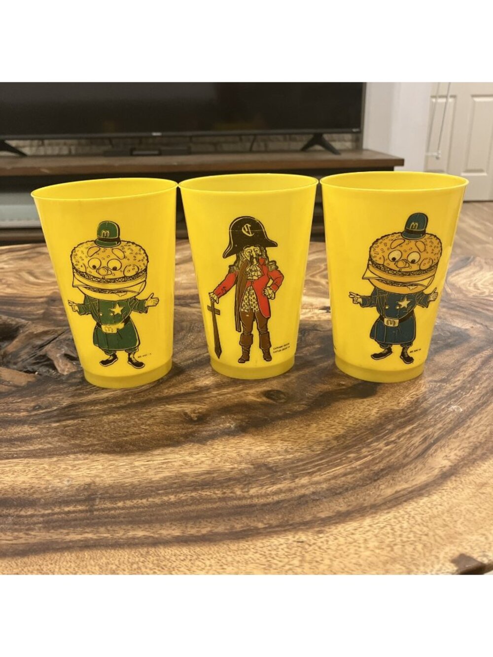 McDonalds Vintage Plastic Cups - 2 Big Macs & 1 Captain Crook